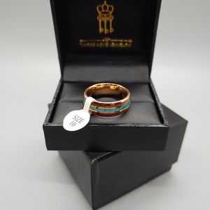 Rose gold with turquoise inlaid ring